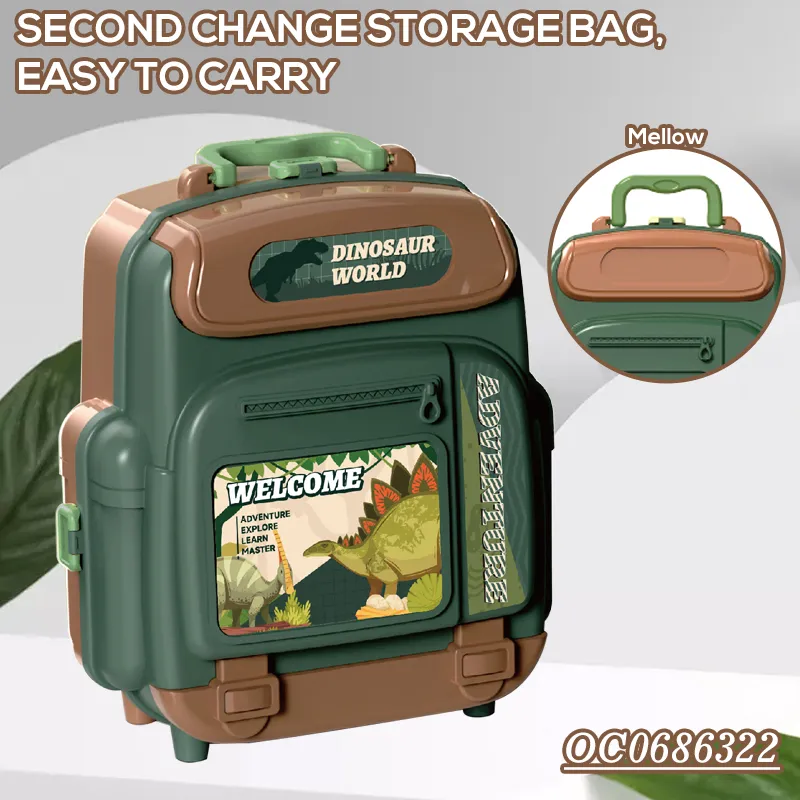 Latest Pretend Play Jurassic Rubber Dinosaur PVC Toy with Backpack