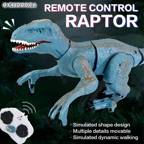 OEM ODM PVC Plastic Walking Robot Dinosaur Toy Realistic Eco Friendly Figure Blue Velociraptor Dinosaur Toys with Remote Control