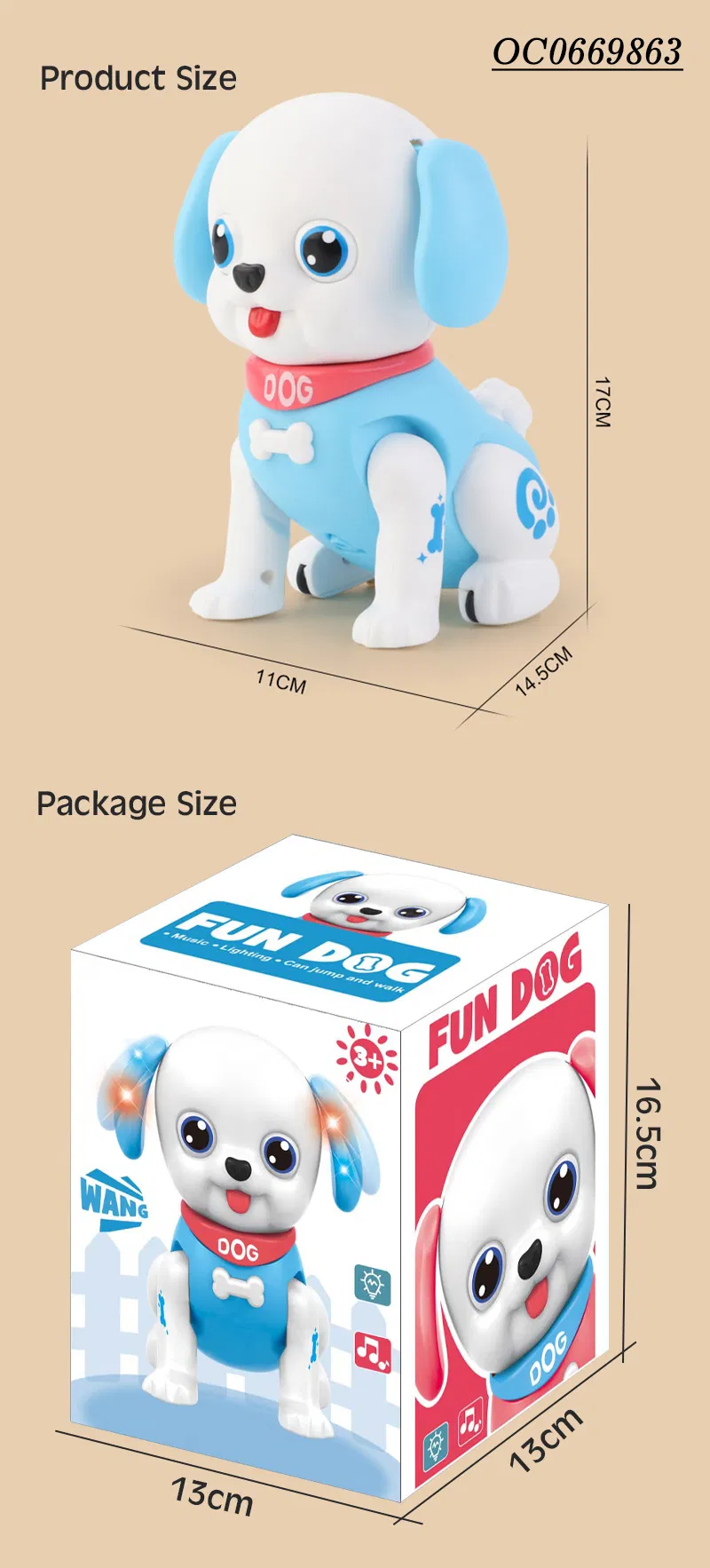 Wholesale Electric Kids Light up Plastic Animal Cartoon Battery Operated Dogs Toy