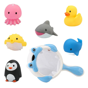 Wholesale Summer Montessori Rubber Cartoon Sea Animal Figure Custom Bath Fishing Water Gift Bath Toy for Kids