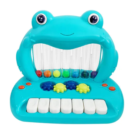 Wholesale Learning Montessori Cartoon Frog Light up Bouncing Ball Electric Music Piano Keyboard Toy