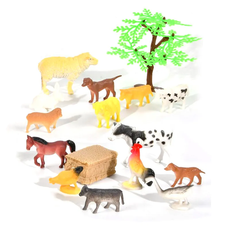 Wholesale Montessori Educational 16PCS Assorted Plastic Rubber Small Set of Children's Toy Farm Animal
