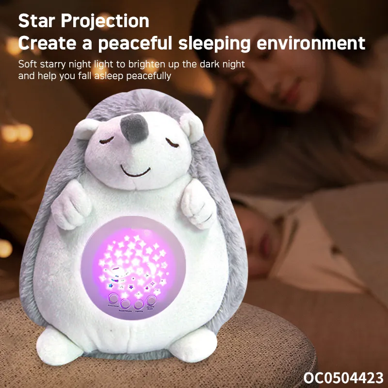Wholesale Educational Musical Animal Soothing Baby Plush Soft Stuffed Sleeping Animal Toy with Light