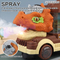 Universal Moving Mouth Water Mist Spray Dinosaur Friction Battery Powered Trucks Transport Car Carrier Toy with Light and Sound