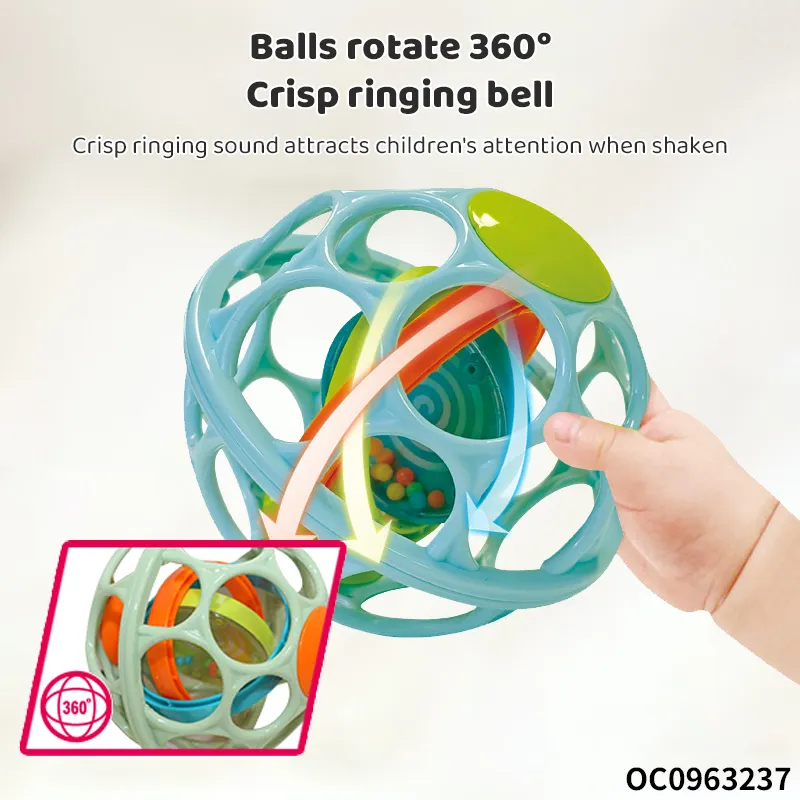 Hand Eye Coordination Shake Rattle Drum Baby Hand Grabbing Toy Felt Balls Baby Stress Ball Toy