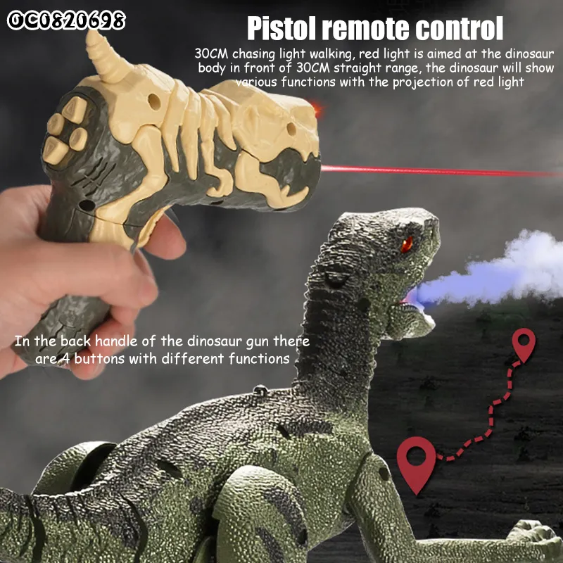 Infrared Laser Gun 5 Channel Remote Control Walking LED RC Dinosaur Robot Toy