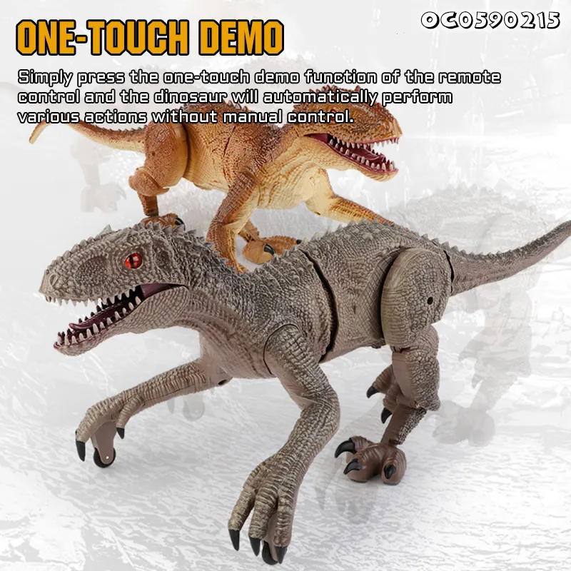 Movable Joint Velociraptor Toy Movable Head Animatronic Walking Dinosaur Anima RC Simulation Remote Control Toys for Kids