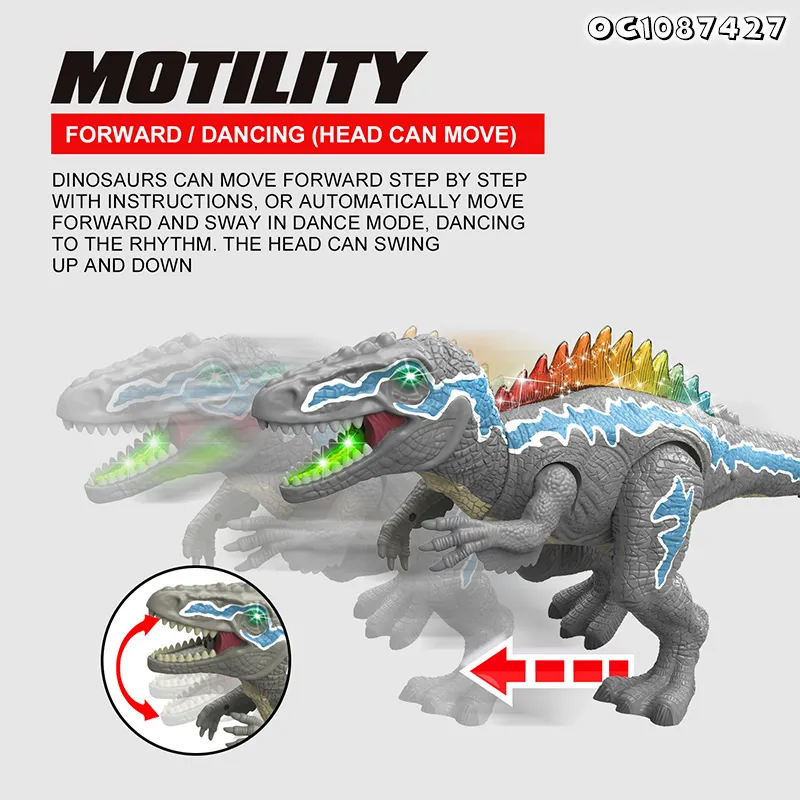 Spray Mist RC Robot Dinosaur New Remote Control Simulation Dinosaur Toy Model Moving and Walk Toy with Light and Sound for Wholesale