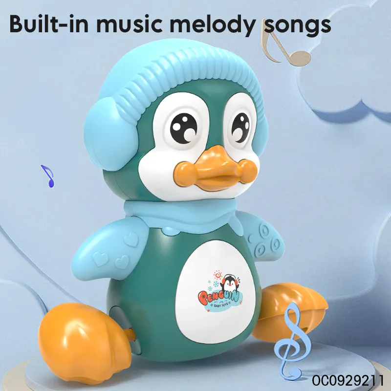 Hot Selling Wholesale Battery Operated Plastic Light up and Sound Penguin Animal Car Electric Baby Toy