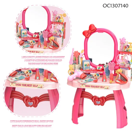 Wholesale Portable Cosmetic Fashion Makeup Pretend Beauty Gift Girls Dressing Table Toy