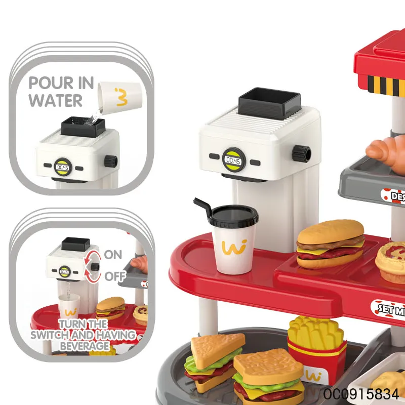 Selling Fast Food Pretend Play Toys 2024 Include Supermarket Stores Cash Set Toy for Kids
