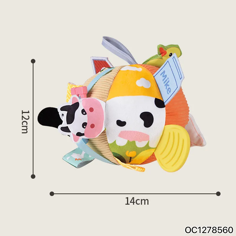 Wholesale Soft Sensory Hand Squeeze Stress Plush Stuffed Soft Ball Baby Teether Toy
