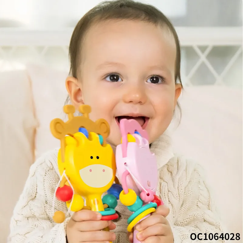 Wholesale Baby Hand Shake Teether Rattle Musical Light up Plastic Baby Montessori Sensory Toys