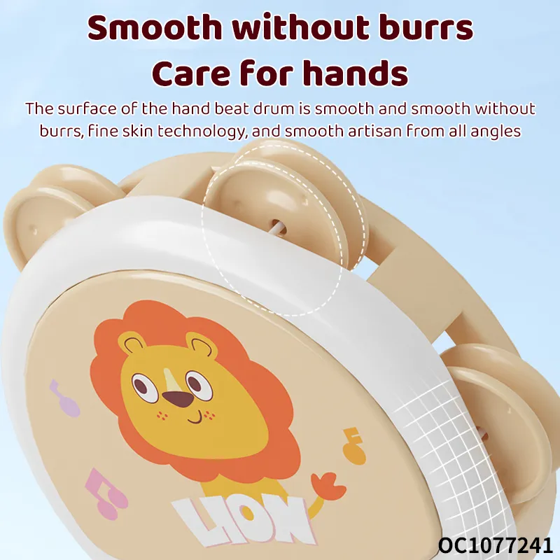 Cartoon Lion Hand Shake Rattle Drum Musical Montessori Sensory Toys for 0-6 &amp; 6-12 Months Wholesale in China Baby Instrument
