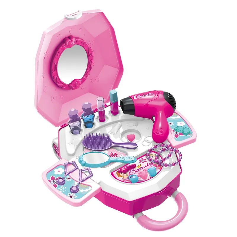 Wholesale Beauty 2 in 1 Electric Trolley Case Makeup Set Mini Cosmetic Toy for Girls Kids