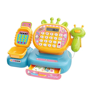 Shopping Game Toys Supermarket Pretend Play Checkout Checking Counter Kitchen Set Toy for Kids with Fruit Accessories