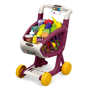 Girls Shopping Cart Toys Set Supermarkets Pretend Play Toys with Food