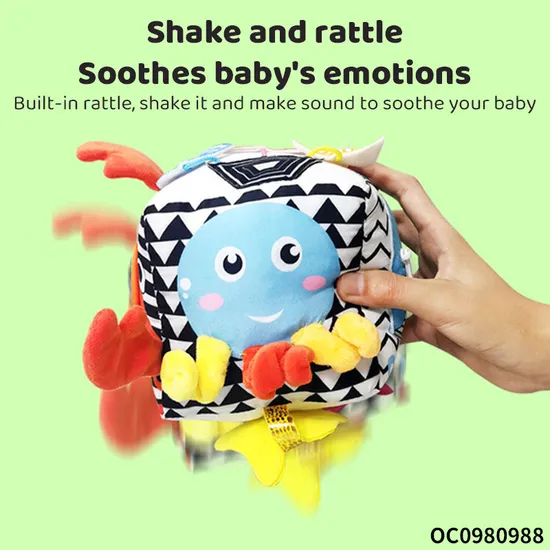 Coqnitive Enlightenment Montessori Toys New Baby Developmental Soft Clothes Sensory Rattle Ball Toys with Sound for Babies