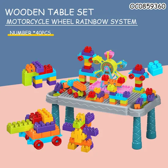 Wholesale Montessori Educational 40PCS Children's Plastic Building Blocks Sets Table Toy