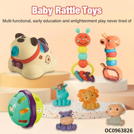 Squishy Mini Rubber Animals Bath Toys Baby Hanging Noise Maker Hand Bell Rattle Toy for Newborn Crib Toys Car Hanging