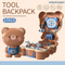 Cartoon Bear Design Backpack Plastic Nuts and Screws Kids Pretend Role Play Hand Tools Toy for Boys Wholesale