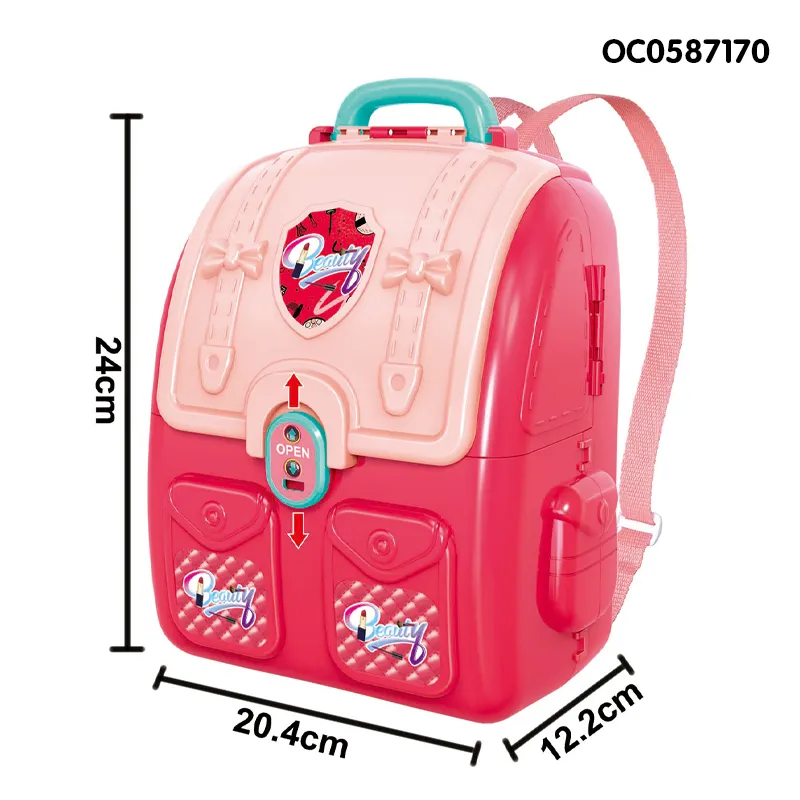 Wholesale Handbag Beauty Fashion Cosmetic Backpack Pretend Portable Makeup Toy for Girls Kids