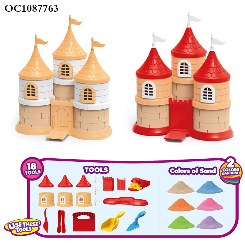 Wholesale 3D House Construction Materials Modeling Summer Sand Plastic Kids Magic Sand Castle Building Blocks Toy Set
