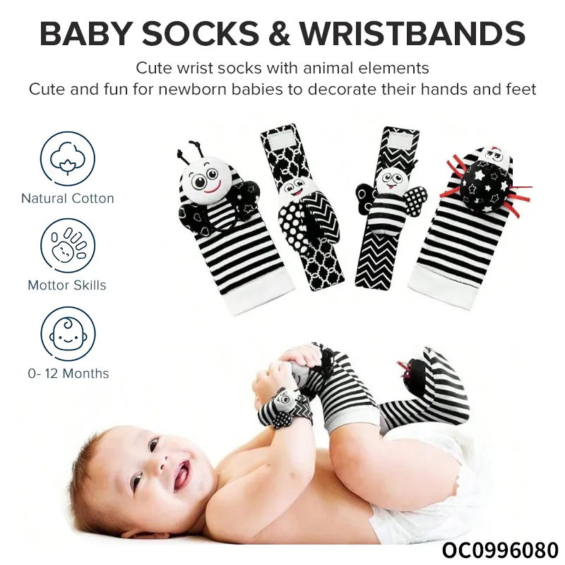 Stuffed Animals Baby Soothing Toys Kids Socks Rattle Toys Wrist Rattle and Foot Finder Set Toy
