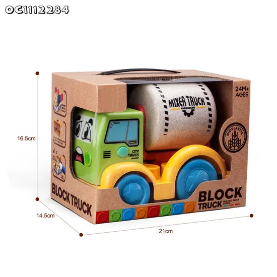 Wholesale Educational Montessori Plastic Kids Car DIY Building Block Toy with Light and Music