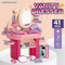 Wholesale Dressing Table Pink Fashion Girls Pretend Beauty Cosmetics Hair Salon Play Portable Makeup Kit Set Toy for Children with Light Music