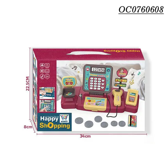 B/O Pretend Play Fast Food Hot Portable Cash Register Supermarket Food Toy