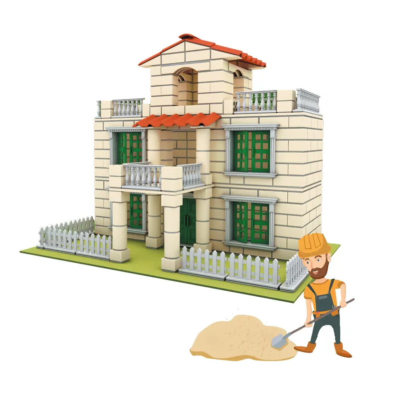 Wholesale Montessori Educational House DIY Plastic Handmade Creative Building Blocks Toy for Kids