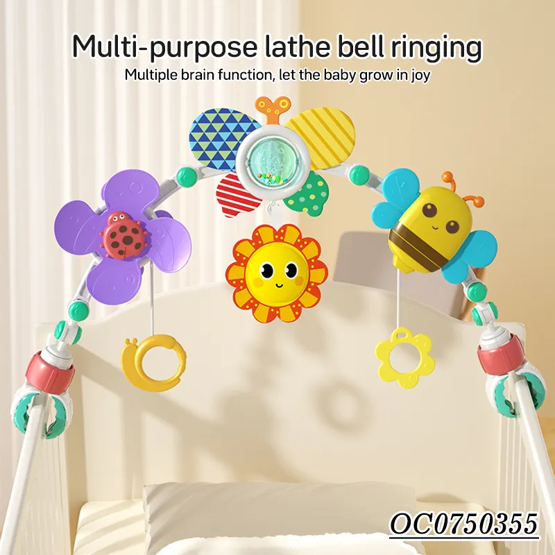 Newest Adjustable Clip Cloth Kids Plastic Baby Rattles Bed Bell Ring Set Toy