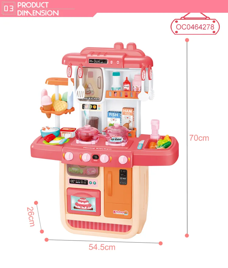 Wholesale Pretend Play Plastic Big Pink Plastic House Educational Kitchen Toys Gift Set for Kids