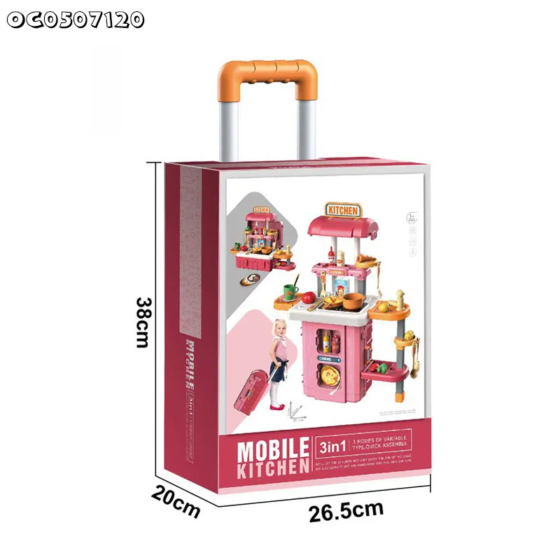 Wholesale 3in1 Plastic Toy Cooking Vegetable Fruit Food Food Pink Children's Plastic Kitchen Toys