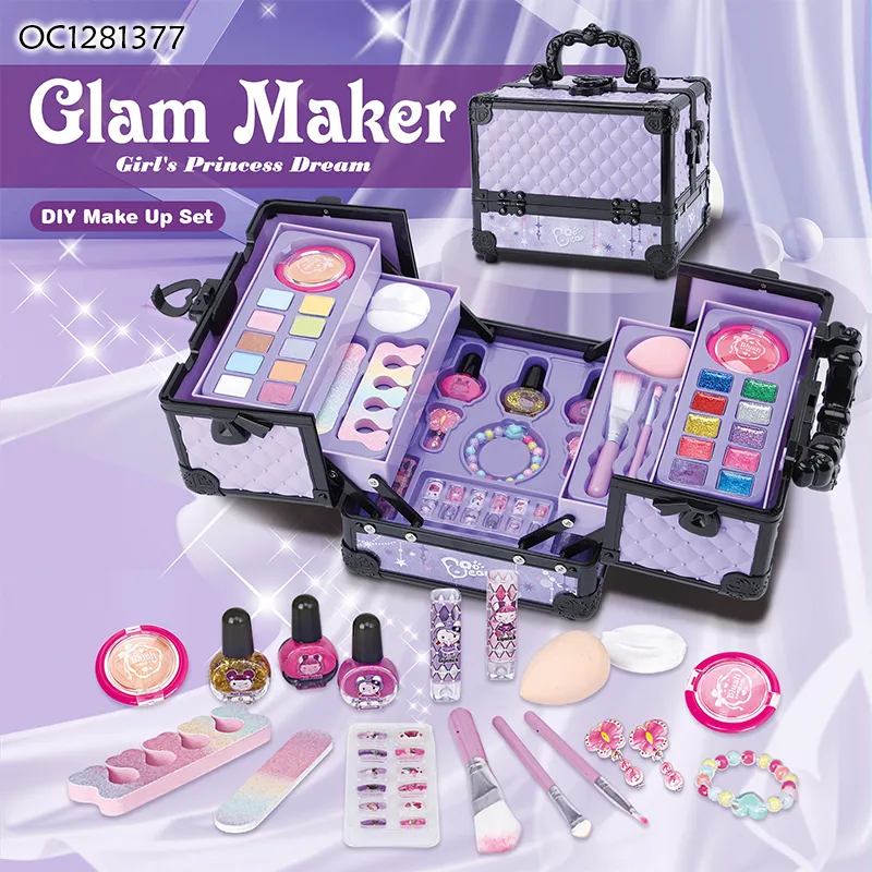Wholesale Fashion Kids Cosmetic Make up Set Makeup Beauty Portable Glitter Nail Art Printer Product Toy for Girl