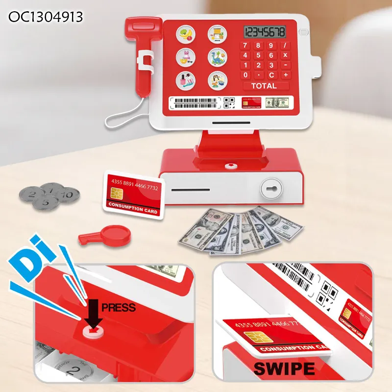 Kids Home Toy Supermarket Bill Checkout Counter Toys Play Role Playhouse Modern Electronic Cash Registers Toy for Kids