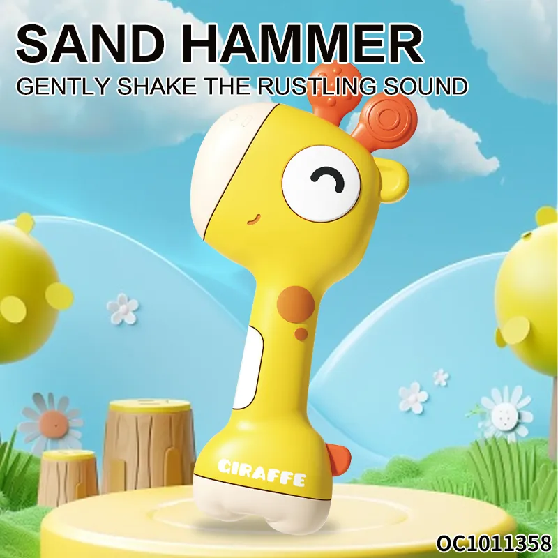 Wholesale Montessori Musical Rattle Sand Giraffe Soft Baby Teether Silicone Chewing Toy