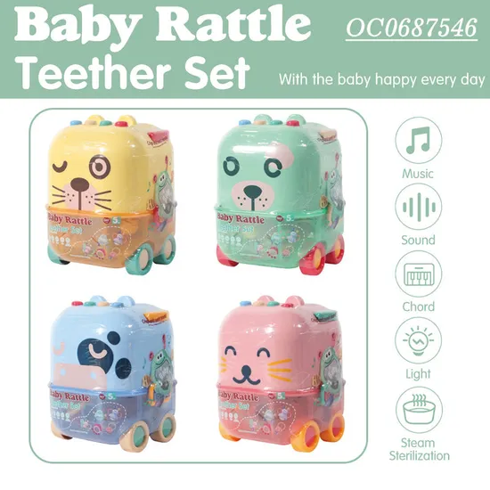 Wholesale Musical Baby Rattles and Teethers Silicone Baby Toy with Night Light