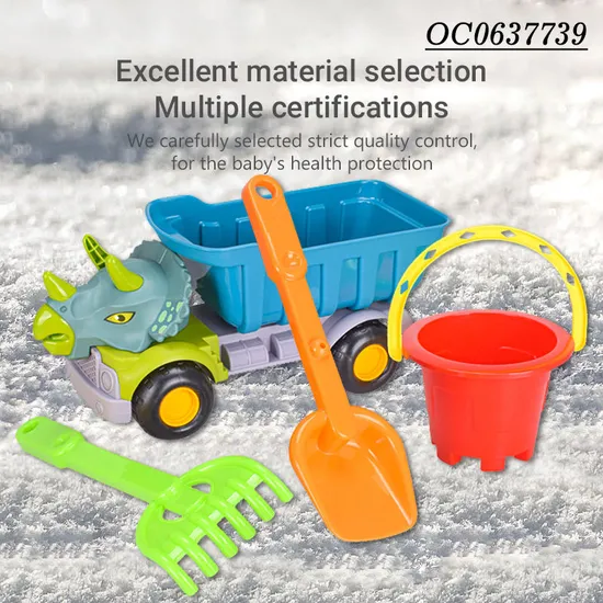 Wholesale Fun and Summer New Kids Shovel Baby Beach Sand Beach Dinosaur Truck Set Plastic Outdoor Toys