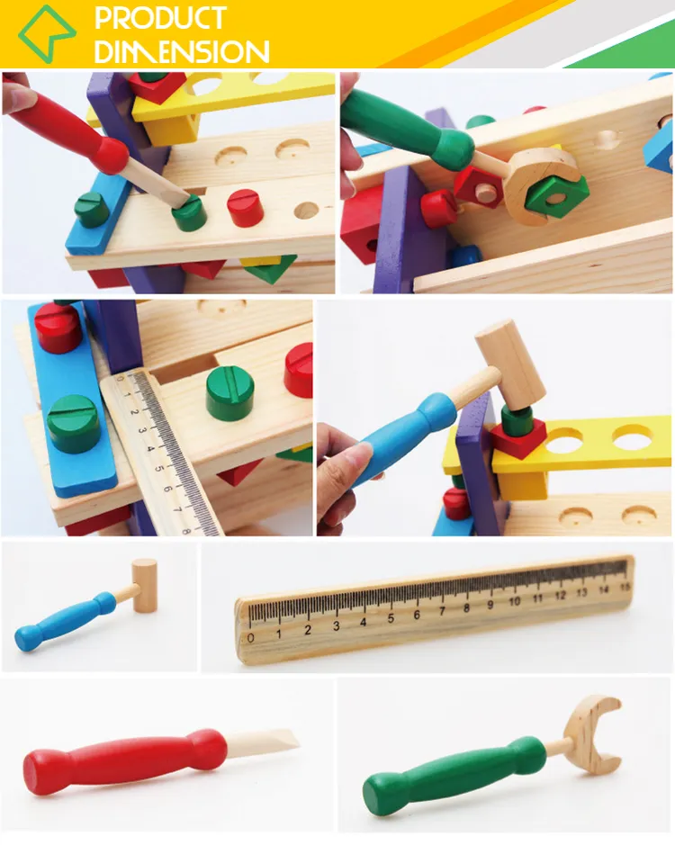 Pretend Simulation Repair Tool Toy Series Wooden Toy Mechanic Tool Box Toy Set for Kids