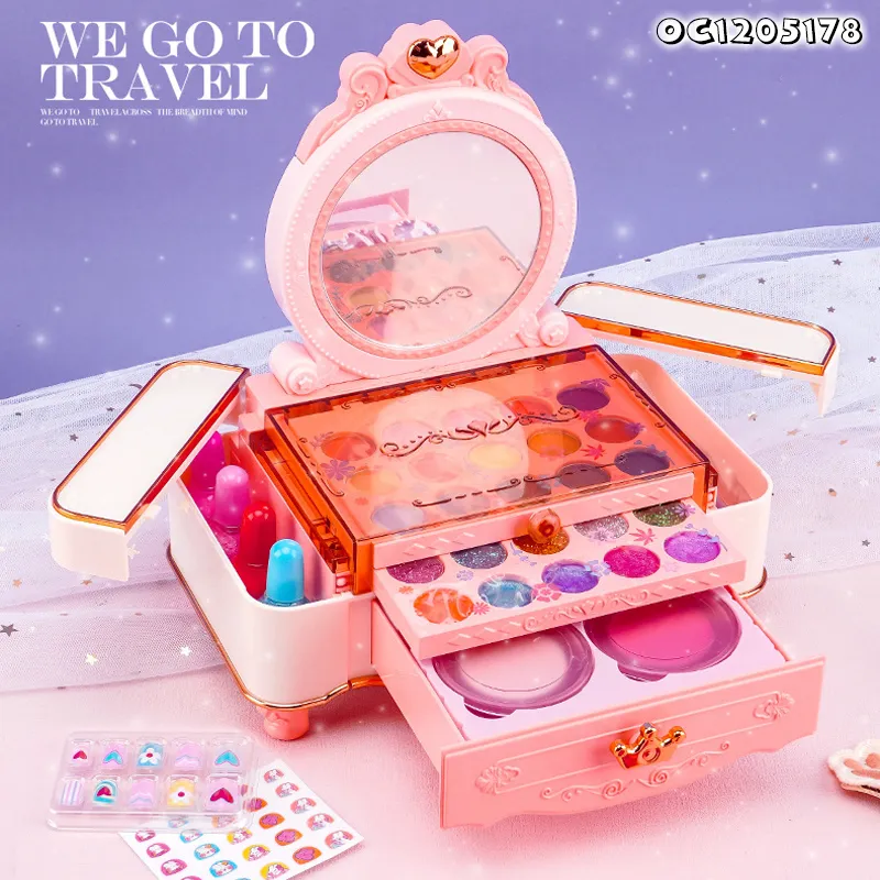 Wholesale Nail Polish Kids Fashion Makeup Kit Gift for Girl Real Make up Sets Full Box Toy with Mirror