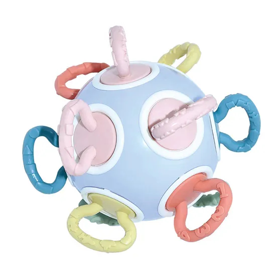 Wholesale Teether Educational Sensory Soft Montessori Ball Rattle Gift Set Silicone Baby Toy