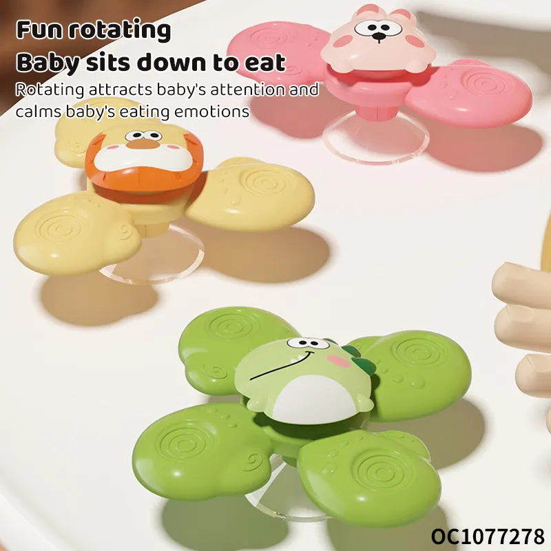 Baby Montessoris Silicone Spinning Bath Toys Bathing Sucker Sensory Toy Rotating Rattles Early Educational Fidget Toy
