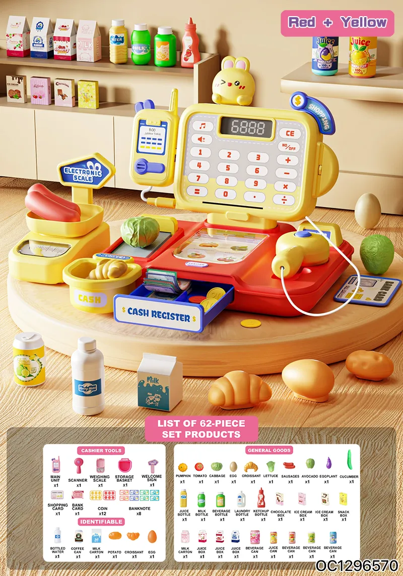Electronic Cash Register POS Machine with Scanner Toys for 4 Years Girl Kitchen Supermarket Play Equipment Set Toys for Big Wholesale