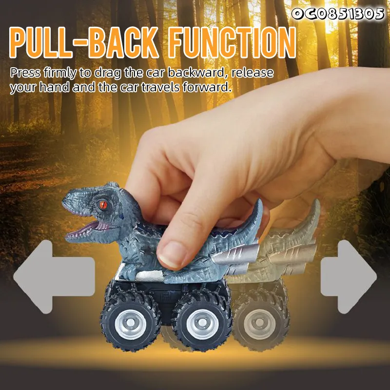 Wholesale Children 3 Pieces Dinosaur Miniature Dinosaur Shaped Model Toy Pullback Cars