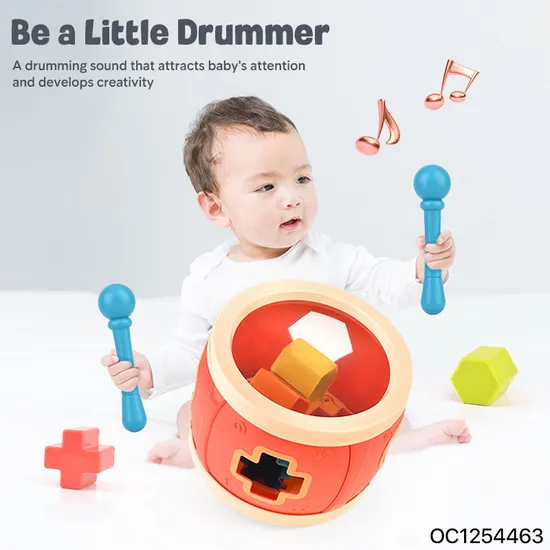 Wholesale Children Happy Musical Toys Educational Hand Bells Rattle Drum