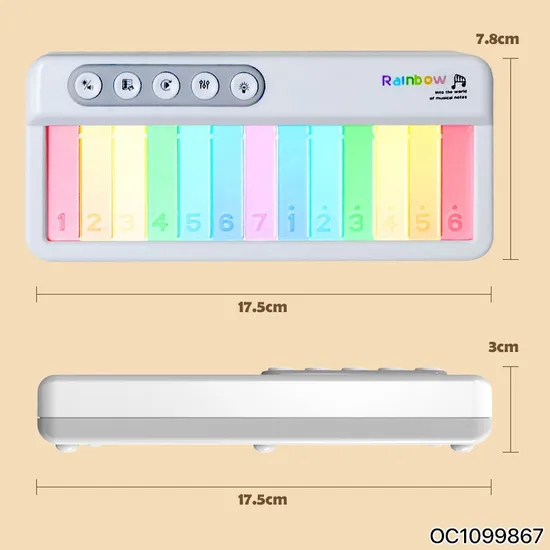 Wholesale New Electric Montessori Educational Children Sensory Musical Instrument Organ Learning Light up Toys Rainbow Keyboard Toy for Baby