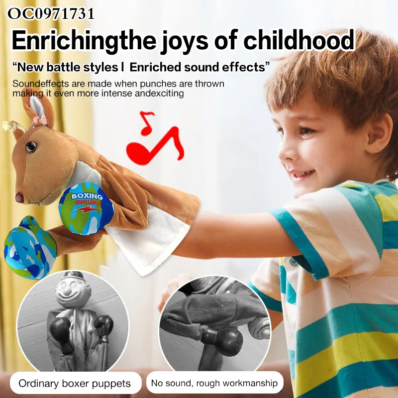 Wholesale Stuffed 2 Players Battle Game Toys Plush Kangaroo Puppets Hand Custom Toy for Kids
