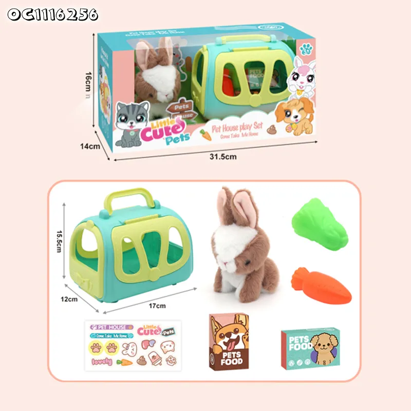 Wholesale Custom Cute Baby Stuffed Animal Rabbit Pretend Play Pet Plush Toy